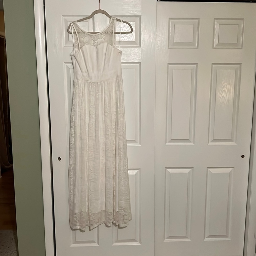 Long white lace dress. Small adult